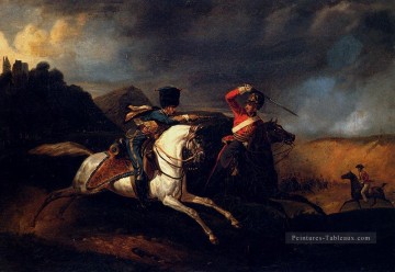  Cheval Peintre - Deux soldats à cheval bataille Horace Vernet